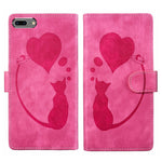 Custodia per telefono in pelle con penna a cuore e gatto in rilievo, For iPhone X / XS, For iPhone XR, For iPhone XS Max, For iPhone 7 Plus / 8 Plus