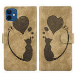 Custodia per telefono in pelle con penna a cuore e gatto in rilievo, For iPhone 12 mini, For iPhone 11 Pro Max, For iPhone 11, For iPhone 11 Pro