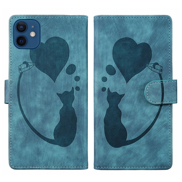 Custodia per telefono in pelle con penna a cuore e gatto in rilievo, For iPhone 12 mini, For iPhone 11 Pro Max, For iPhone 11, For iPhone 11 Pro