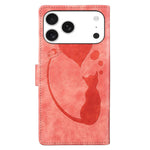 Custodia per telefono in pelle con penna a cuore e gatto in rilievo, For iPhone 17 Pro Max, For iPhone 17 Pro, For iPhone 17, For iPhone Air
