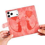 Custodia per telefono in pelle con penna a cuore e gatto in rilievo, For iPhone 17 Pro Max, For iPhone 17 Pro, For iPhone 17, For iPhone Air