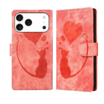 Custodia per telefono in pelle con penna a cuore e gatto in rilievo, For iPhone 17 Pro Max, For iPhone 17 Pro, For iPhone 17, For iPhone Air