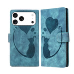 Custodia per telefono in pelle con penna a cuore e gatto in rilievo, For iPhone 17 Pro Max, For iPhone 17 Pro, For iPhone 17, For iPhone Air