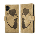 Custodia per telefono in pelle con penna a cuore e gatto in rilievo, For iPhone 17 Pro Max, For iPhone 17 Pro, For iPhone 17, For iPhone Air