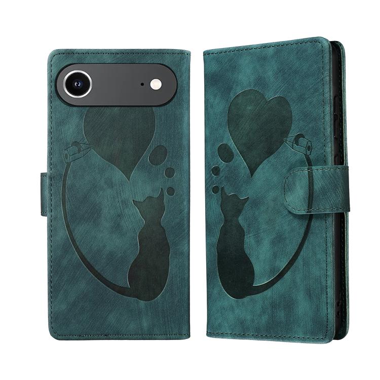 Custodia per telefono in pelle con penna a cuore e gatto in rilievo, For iPhone 17 Pro Max, For iPhone 17 Pro, For iPhone 17, For iPhone Air