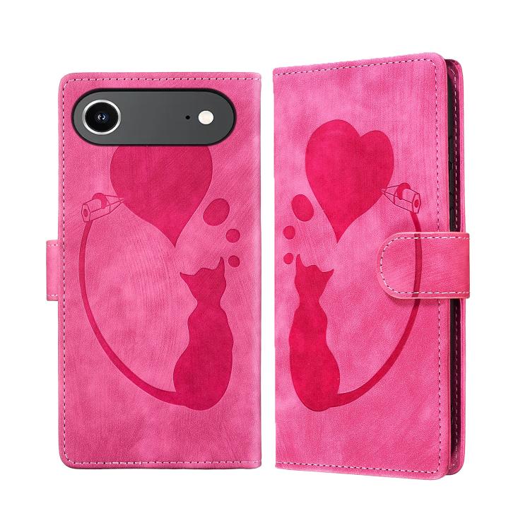 Custodia per telefono in pelle con penna a cuore e gatto in rilievo, For iPhone 17 Pro Max, For iPhone 17 Pro, For iPhone 17, For iPhone Air