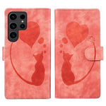 Custodia per telefono in pelle con penna a cuore e gatto in rilievo, For Samsung Galaxy A15 5G, For Samsung Galaxy A55 5G, For Samsung Galaxy A35 5G, For Samsung Galaxy S24 Ultra 5G
