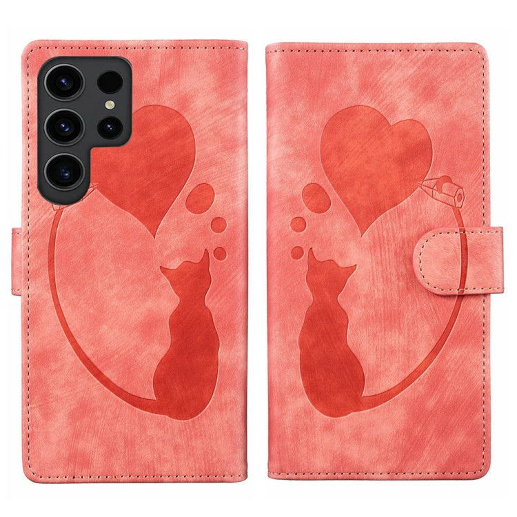 Custodia per telefono in pelle con penna a cuore e gatto in rilievo, For Samsung Galaxy A15 5G, For Samsung Galaxy A55 5G, For Samsung Galaxy A35 5G, For Samsung Galaxy S24 Ultra 5G