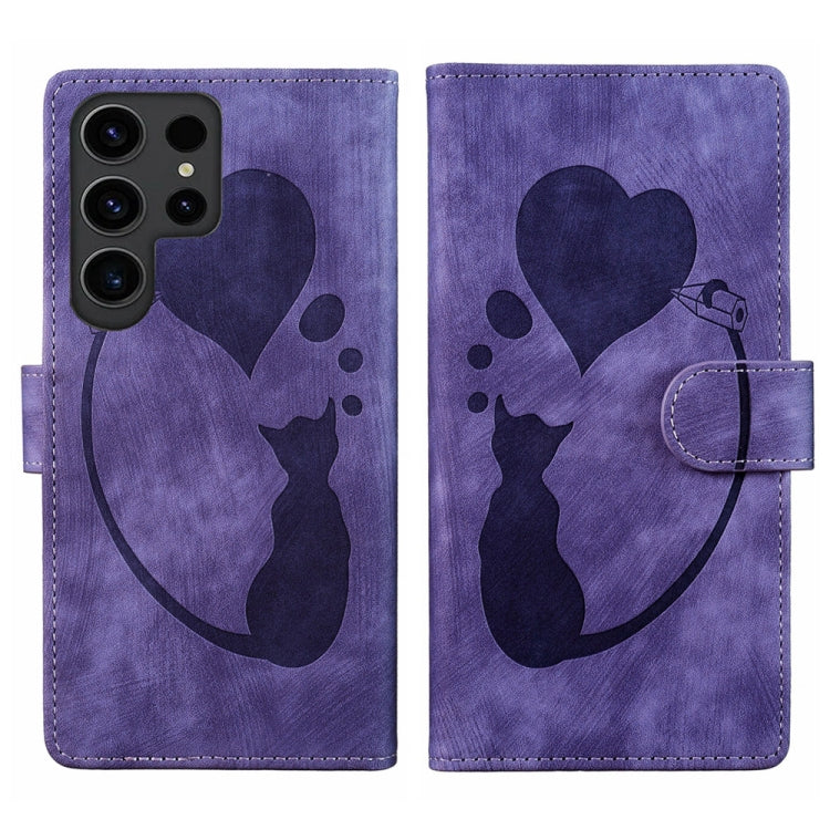 Custodia per telefono in pelle con penna a cuore e gatto in rilievo, For Samsung Galaxy A15 5G, For Samsung Galaxy A55 5G, For Samsung Galaxy A35 5G, For Samsung Galaxy S24 Ultra 5G