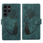 Custodia per telefono in pelle con penna a cuore e gatto in rilievo, For Samsung Galaxy A15 5G, For Samsung Galaxy A55 5G, For Samsung Galaxy A35 5G, For Samsung Galaxy S24 Ultra 5G