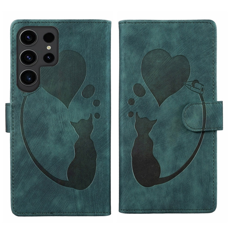 Custodia per telefono in pelle con penna a cuore e gatto in rilievo, For Samsung Galaxy A15 5G, For Samsung Galaxy A55 5G, For Samsung Galaxy A35 5G, For Samsung Galaxy S24 Ultra 5G