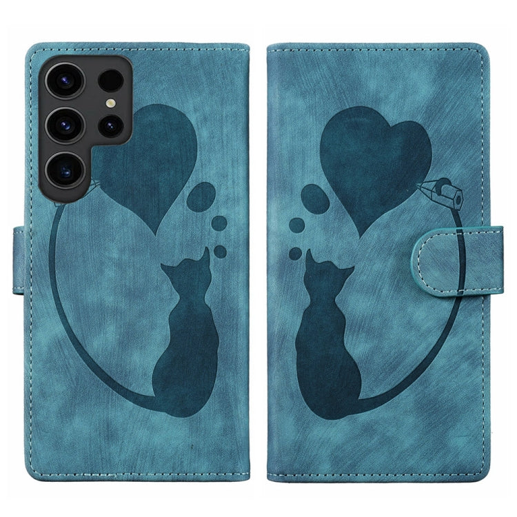 Custodia per telefono in pelle con penna a cuore e gatto in rilievo, For Samsung Galaxy A15 5G, For Samsung Galaxy A55 5G, For Samsung Galaxy A35 5G, For Samsung Galaxy S24 Ultra 5G