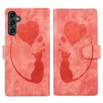 Custodia per telefono in pelle con penna a cuore e gatto in rilievo, For Samsung Galaxy S24+ 5G, For Samsung Galaxy S24 5G, For Samsung Galaxy A05s, For Samsung Galaxy A25 5G