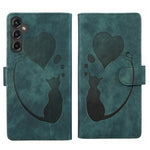 Custodia per telefono in pelle con penna a cuore e gatto in rilievo, For Samsung Galaxy S24+ 5G, For Samsung Galaxy S24 5G, For Samsung Galaxy A05s, For Samsung Galaxy A25 5G