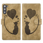 Custodia per telefono in pelle con penna a cuore e gatto in rilievo, For Samsung Galaxy A54 5G, For Samsung Galaxy S23 Ultra 5G, For Samsung Galaxy S23+ 5G, For Samsung Galaxy S23 5G