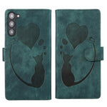 Custodia per telefono in pelle con penna a cuore e gatto in rilievo, For Samsung Galaxy A54 5G, For Samsung Galaxy S23 Ultra 5G, For Samsung Galaxy S23+ 5G, For Samsung Galaxy S23 5G