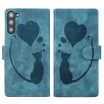 Custodia per telefono in pelle con penna a cuore e gatto in rilievo, For Samsung Galaxy A54 5G, For Samsung Galaxy S23 Ultra 5G, For Samsung Galaxy S23+ 5G, For Samsung Galaxy S23 5G