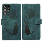 Custodia per telefono in pelle con penna a cuore e gatto in rilievo, For Samsung Galaxy S22 Ultra 5G, For Samsung Galaxy S22+ 5G, For Samsung Galaxy S22 5G, For Samsung Galaxy A52 5G / A52s 5G
