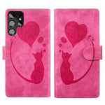 Custodia per telefono in pelle con penna a cuore e gatto in rilievo, For Samsung Galaxy S22 Ultra 5G, For Samsung Galaxy S22+ 5G, For Samsung Galaxy S22 5G, For Samsung Galaxy A52 5G / A52s 5G