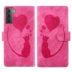 Custodia per telefono in pelle con penna a cuore e gatto in rilievo, For Samsung Galaxy S22 Ultra 5G, For Samsung Galaxy S22+ 5G, For Samsung Galaxy S22 5G, For Samsung Galaxy A52 5G / A52s 5G