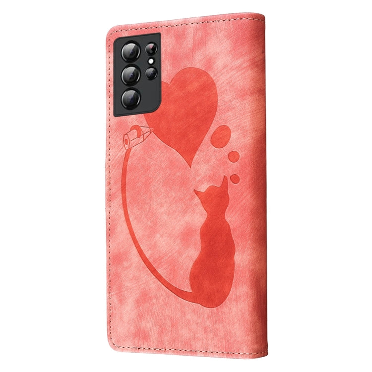 Custodia per telefono in pelle con penna a cuore e gatto in rilievo, For Samsung Galaxy S21 Ultra 5G, For Samsung Galaxy S20 FE 5G