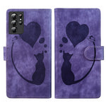 Custodia per telefono in pelle con penna a cuore e gatto in rilievo, For Samsung Galaxy S21 Ultra 5G, For Samsung Galaxy S20 FE 5G