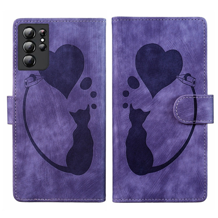 Custodia per telefono in pelle con penna a cuore e gatto in rilievo, For Samsung Galaxy S21 Ultra 5G, For Samsung Galaxy S20 FE 5G