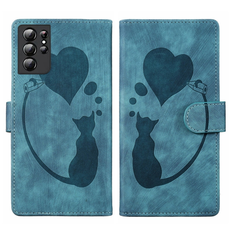 Custodia per telefono in pelle con penna a cuore e gatto in rilievo, For Samsung Galaxy S21 Ultra 5G, For Samsung Galaxy S20 FE 5G