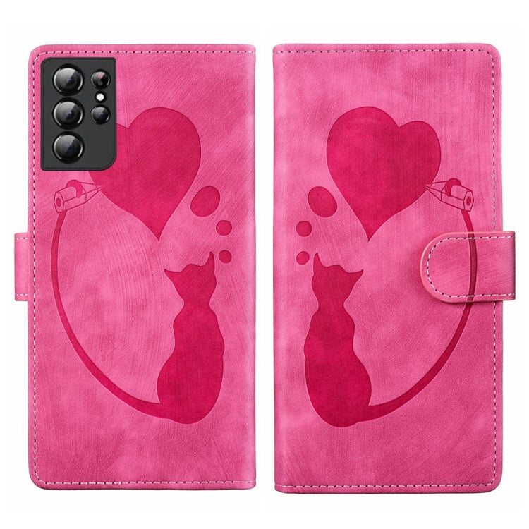 Custodia per telefono in pelle con penna a cuore e gatto in rilievo, For Samsung Galaxy S21 Ultra 5G, For Samsung Galaxy S20 FE 5G