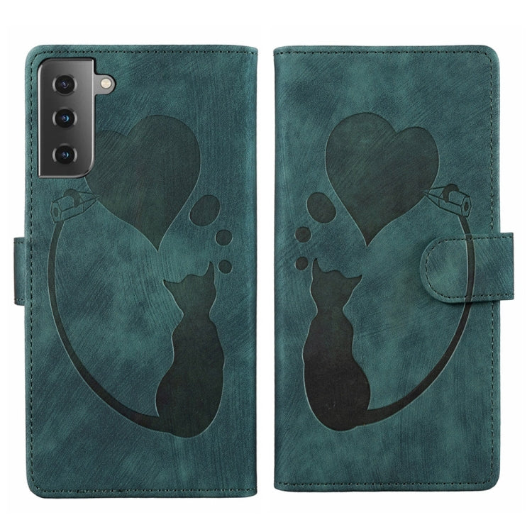 Custodia per telefono in pelle con penna a cuore e gatto in rilievo, For Samsung Galaxy S21 FE 5G, For Samsung Galaxy A32 5G, For Samsung Galaxy S21 5G, For Samsung Galaxy S21+ 5G