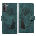 Custodia per telefono in pelle con penna a cuore e gatto in rilievo, For Samsung Galaxy S21 FE 5G, For Samsung Galaxy A32 5G, For Samsung Galaxy S21 5G, For Samsung Galaxy S21+ 5G
