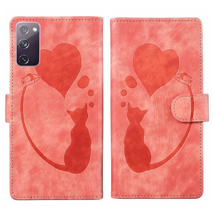Custodia per telefono in pelle con penna a cuore e gatto in rilievo, For Samsung Galaxy S21 Ultra 5G, For Samsung Galaxy S20 FE 5G