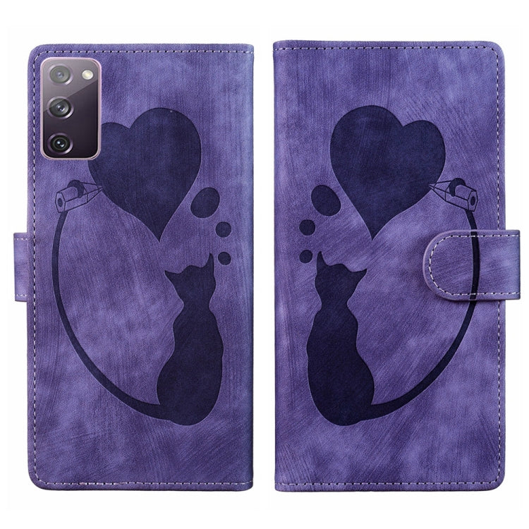 Custodia per telefono in pelle con penna a cuore e gatto in rilievo, For Samsung Galaxy S21 Ultra 5G, For Samsung Galaxy S20 FE 5G