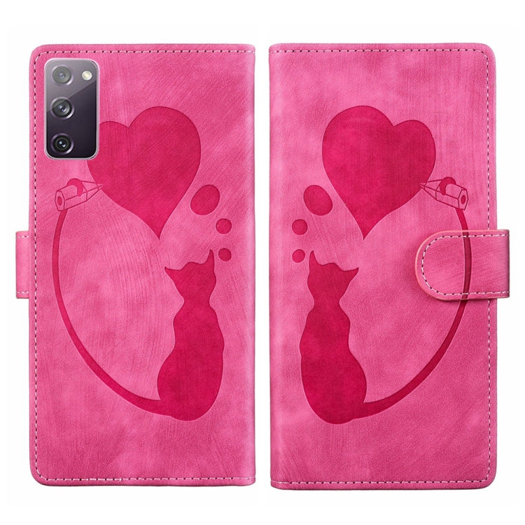 Custodia per telefono in pelle con penna a cuore e gatto in rilievo, For Samsung Galaxy S21 Ultra 5G, For Samsung Galaxy S20 FE 5G