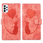 Custodia per telefono in pelle con penna a cuore e gatto in rilievo, For Samsung Galaxy S22 Ultra 5G, For Samsung Galaxy S22+ 5G, For Samsung Galaxy S22 5G, For Samsung Galaxy A52 5G / A52s 5G