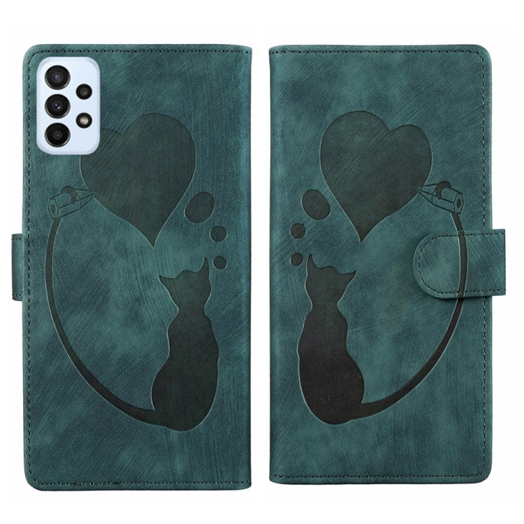 Custodia per telefono in pelle con penna a cuore e gatto in rilievo, For Samsung Galaxy S22 Ultra 5G, For Samsung Galaxy S22+ 5G, For Samsung Galaxy S22 5G, For Samsung Galaxy A52 5G / A52s 5G