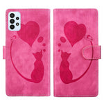 Custodia per telefono in pelle con penna a cuore e gatto in rilievo, For Samsung Galaxy S22 Ultra 5G, For Samsung Galaxy S22+ 5G, For Samsung Galaxy S22 5G, For Samsung Galaxy A52 5G / A52s 5G