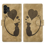Custodia per telefono in pelle con penna a cuore e gatto in rilievo, For Samsung Galaxy S21 FE 5G, For Samsung Galaxy A32 5G, For Samsung Galaxy S21 5G, For Samsung Galaxy S21+ 5G