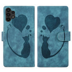 Custodia per telefono in pelle con penna a cuore e gatto in rilievo, For Samsung Galaxy S21 FE 5G, For Samsung Galaxy A32 5G, For Samsung Galaxy S21 5G, For Samsung Galaxy S21+ 5G