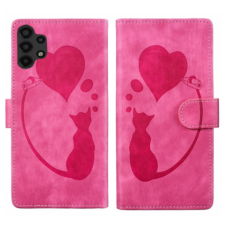 Custodia per telefono in pelle con penna a cuore e gatto in rilievo, For Samsung Galaxy S21 FE 5G, For Samsung Galaxy A32 5G, For Samsung Galaxy S21 5G, For Samsung Galaxy S21+ 5G