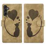 Custodia per telefono in pelle con penna a cuore e gatto in rilievo, For Samsung Galaxy S24+ 5G, For Samsung Galaxy S24 5G, For Samsung Galaxy A05s, For Samsung Galaxy A25 5G