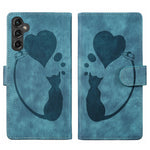 Custodia per telefono in pelle con penna a cuore e gatto in rilievo, For Samsung Galaxy S24+ 5G, For Samsung Galaxy S24 5G, For Samsung Galaxy A05s, For Samsung Galaxy A25 5G