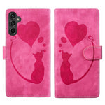 Custodia per telefono in pelle con penna a cuore e gatto in rilievo, For Samsung Galaxy S24+ 5G, For Samsung Galaxy S24 5G, For Samsung Galaxy A05s, For Samsung Galaxy A25 5G