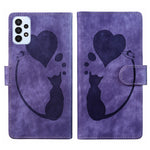 Custodia per telefono in pelle con penna a cuore e gatto in rilievo, For Samsung Galaxy S23 FE 5G, For Samsung Galaxy A24 4G, For Samsung Galaxy A23 5G, For Samsung Galaxy A34 5G