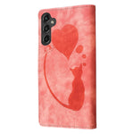 Custodia per telefono in pelle con penna a cuore e gatto in rilievo, For Samsung Galaxy A15 5G, For Samsung Galaxy A55 5G, For Samsung Galaxy A35 5G, For Samsung Galaxy S24 Ultra 5G
