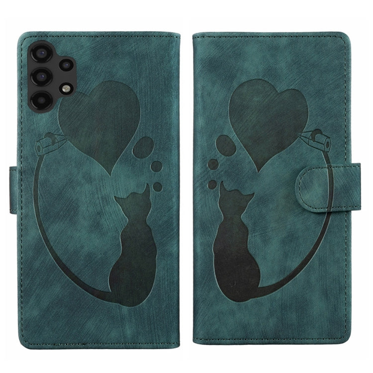 Custodia per telefono in pelle con penna a cuore e gatto in rilievo, For Samsung Galaxy A14 5G, For Samsung Galaxy A13 4G / 5G / A04, For Samsung Galaxy A53 5G, For Samsung Galaxy A33 5G