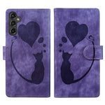 Custodia per telefono in pelle con penna a cuore e gatto in rilievo, For Samsung Galaxy S24+ 5G, For Samsung Galaxy S24 5G, For Samsung Galaxy A05s, For Samsung Galaxy A25 5G