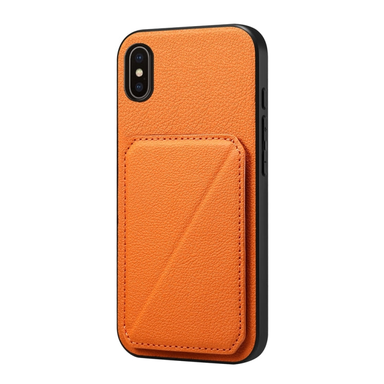 Custodia per telefono con doppio slot per scheda D04 in vitello texture, For iPhone 11, For iPhone 11 Pro, For iPhone X / XS, For iPhone XR, For iPhone XS Max, For iPhone 7 Plus / 8 Plus