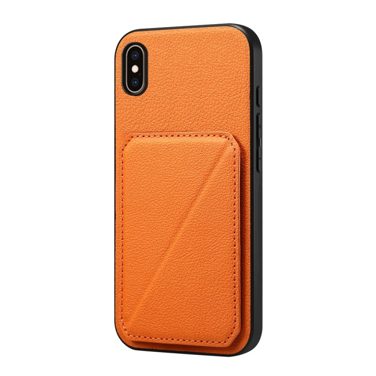Custodia per telefono con doppio slot per scheda D04 in vitello texture, For iPhone 11, For iPhone 11 Pro, For iPhone X / XS, For iPhone XR, For iPhone XS Max, For iPhone 7 Plus / 8 Plus