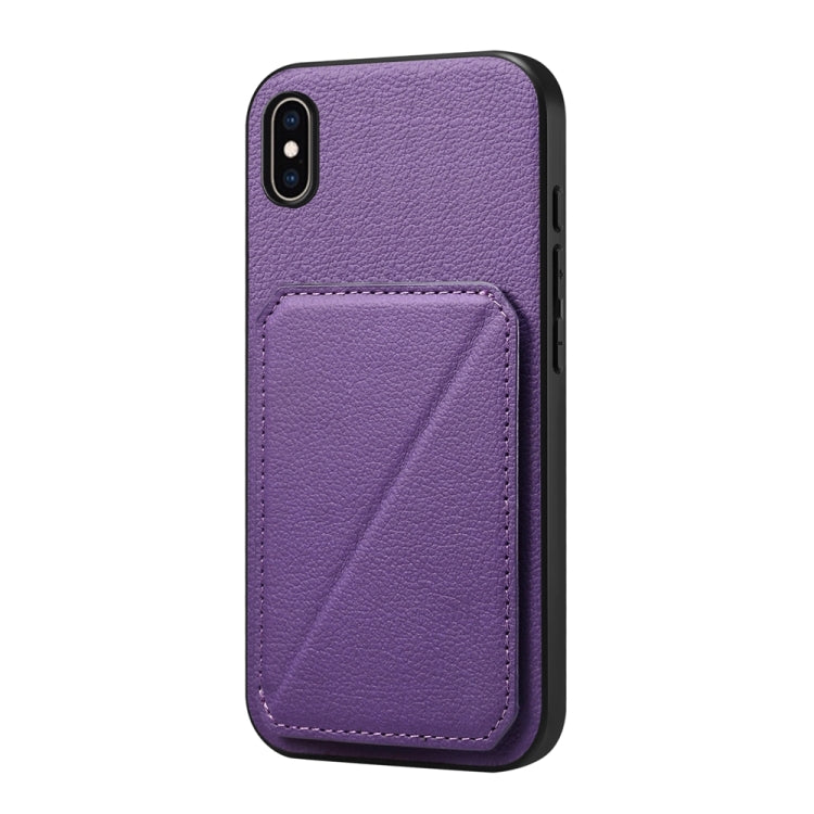 Custodia per telefono con doppio slot per scheda D04 in vitello texture, For iPhone 11, For iPhone 11 Pro, For iPhone X / XS, For iPhone XR, For iPhone XS Max, For iPhone 7 Plus / 8 Plus